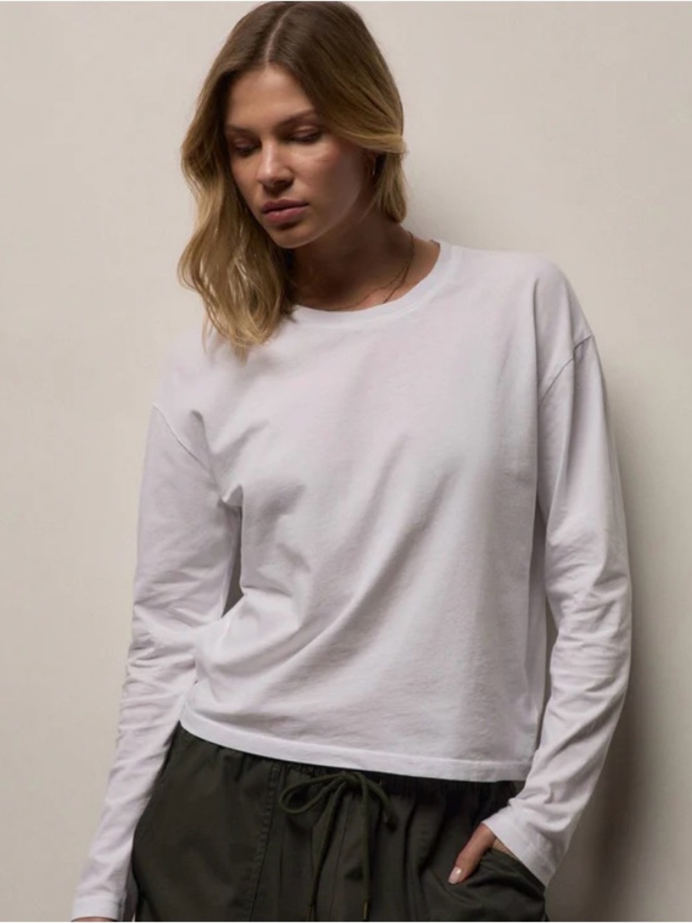 James Perse Women's Long Sleeve Crewneck Top - White